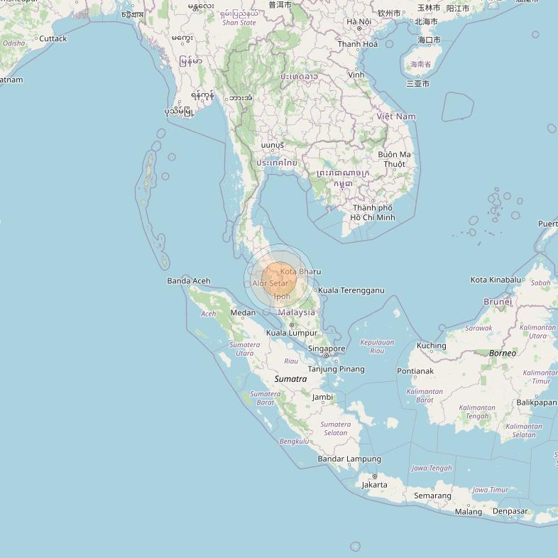 Measat 3D at 91° E downlink Ka-band Spot 01 beam coverage map