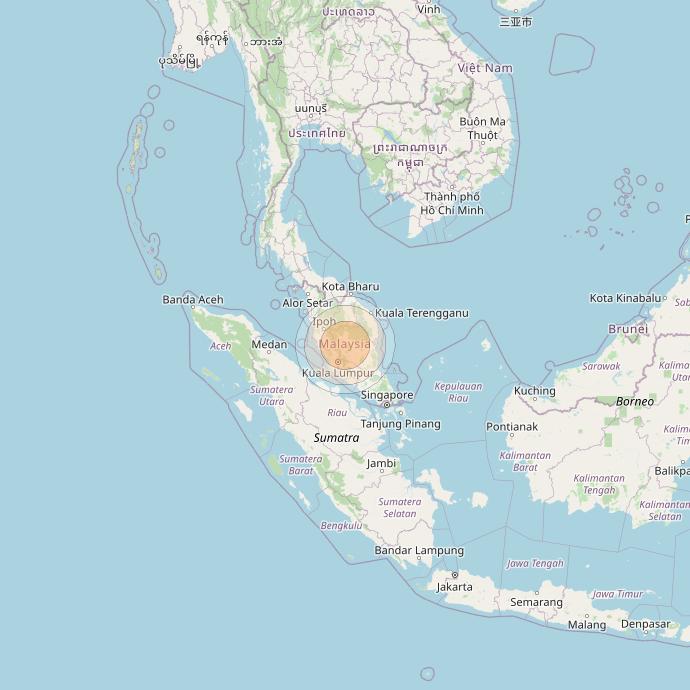 Measat 3D at 91° E downlink Ka-band Spot 02 beam coverage map