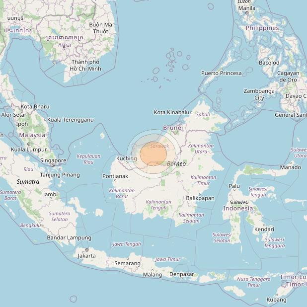 Measat 3D at 91° E downlink Ka-band Spot 05 beam coverage map