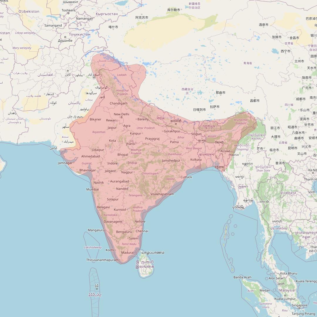 GSAT 15 at 93° E downlink Ku-band Regional beam coverage map