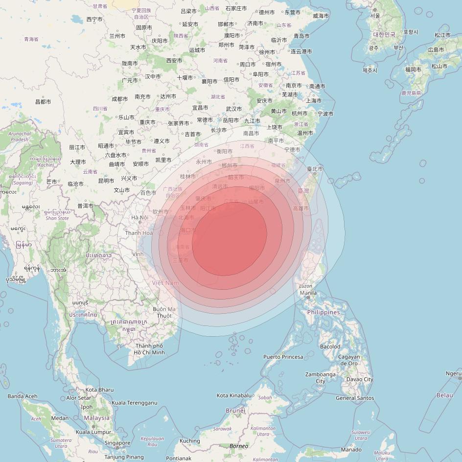 SES 12 at 95° E downlink Ku-band NE12 Spot beam coverage map