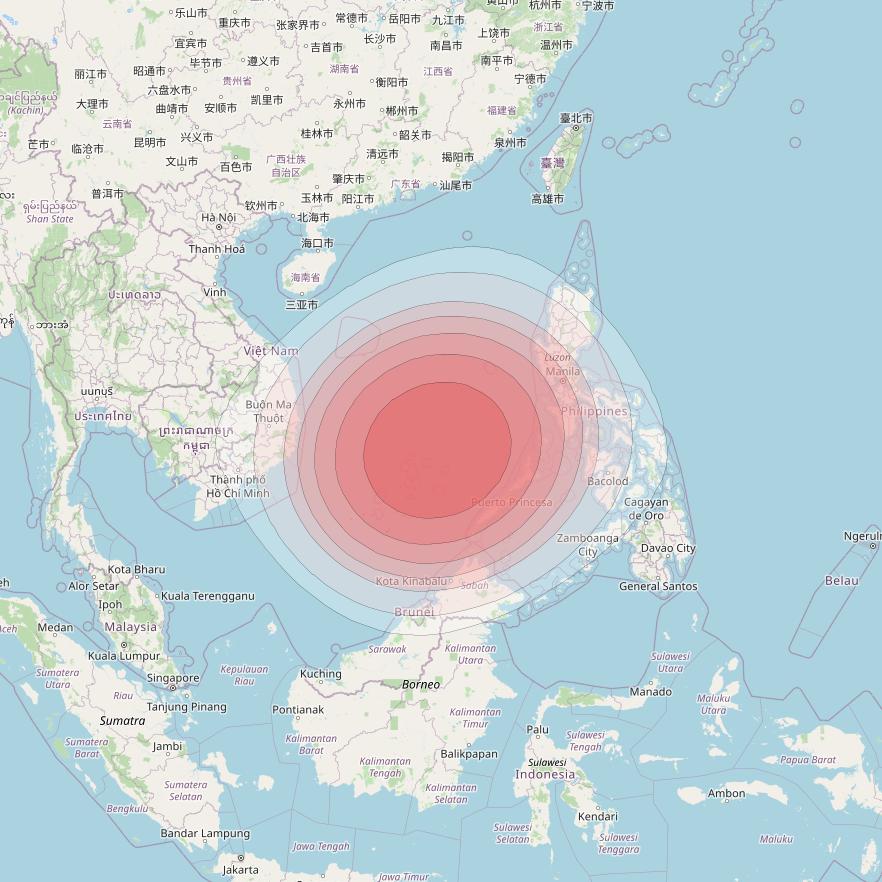 SES 12 at 95° E downlink Ku-band NE15 Spot beam coverage map