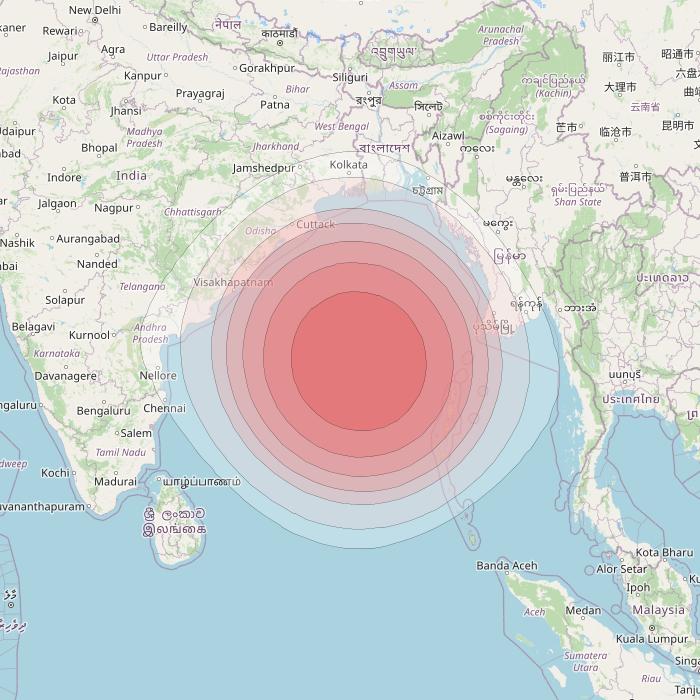 SES 12 at 95° E downlink Ku-band NE19 Spot beam coverage map