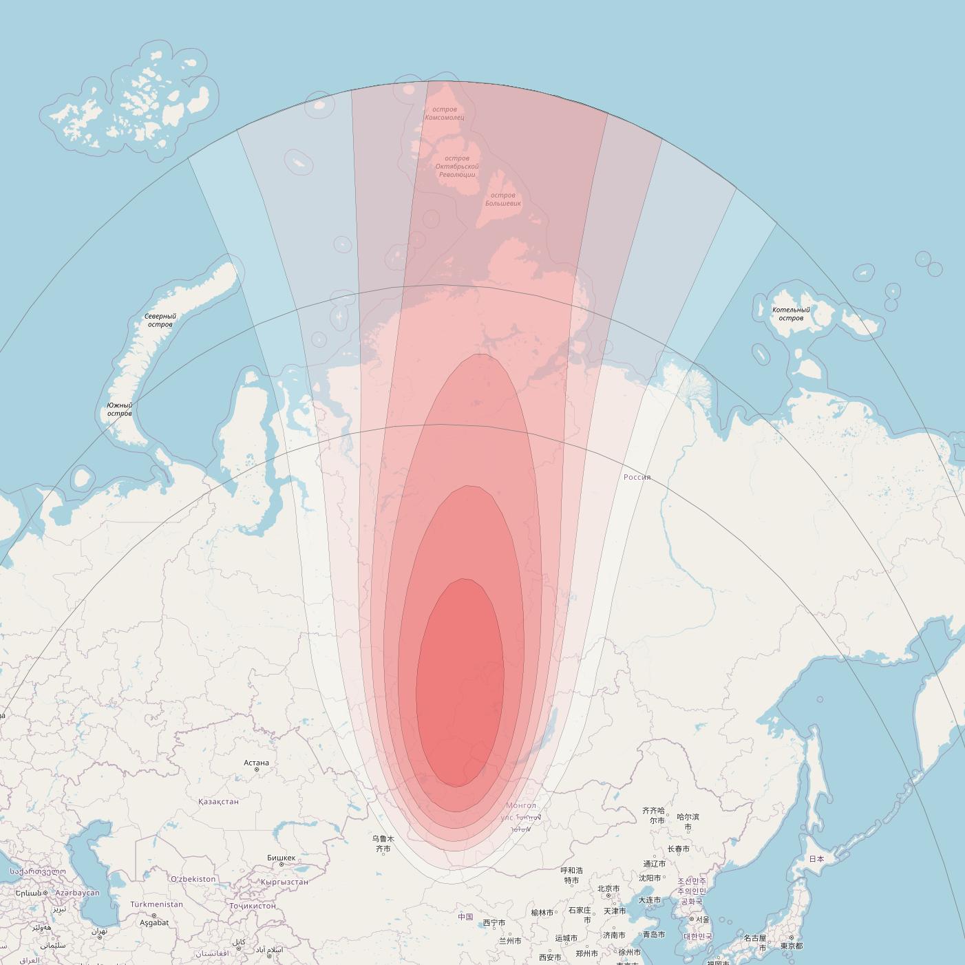 SES 12 at 95° E downlink Ku-band RU01 Spot beam coverage map