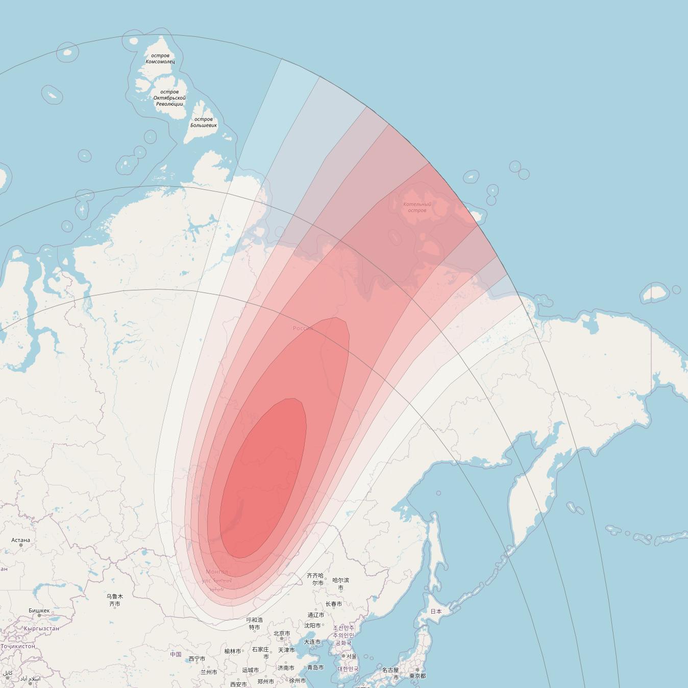 SES 12 at 95° E downlink Ku-band RU02 Spot beam coverage map