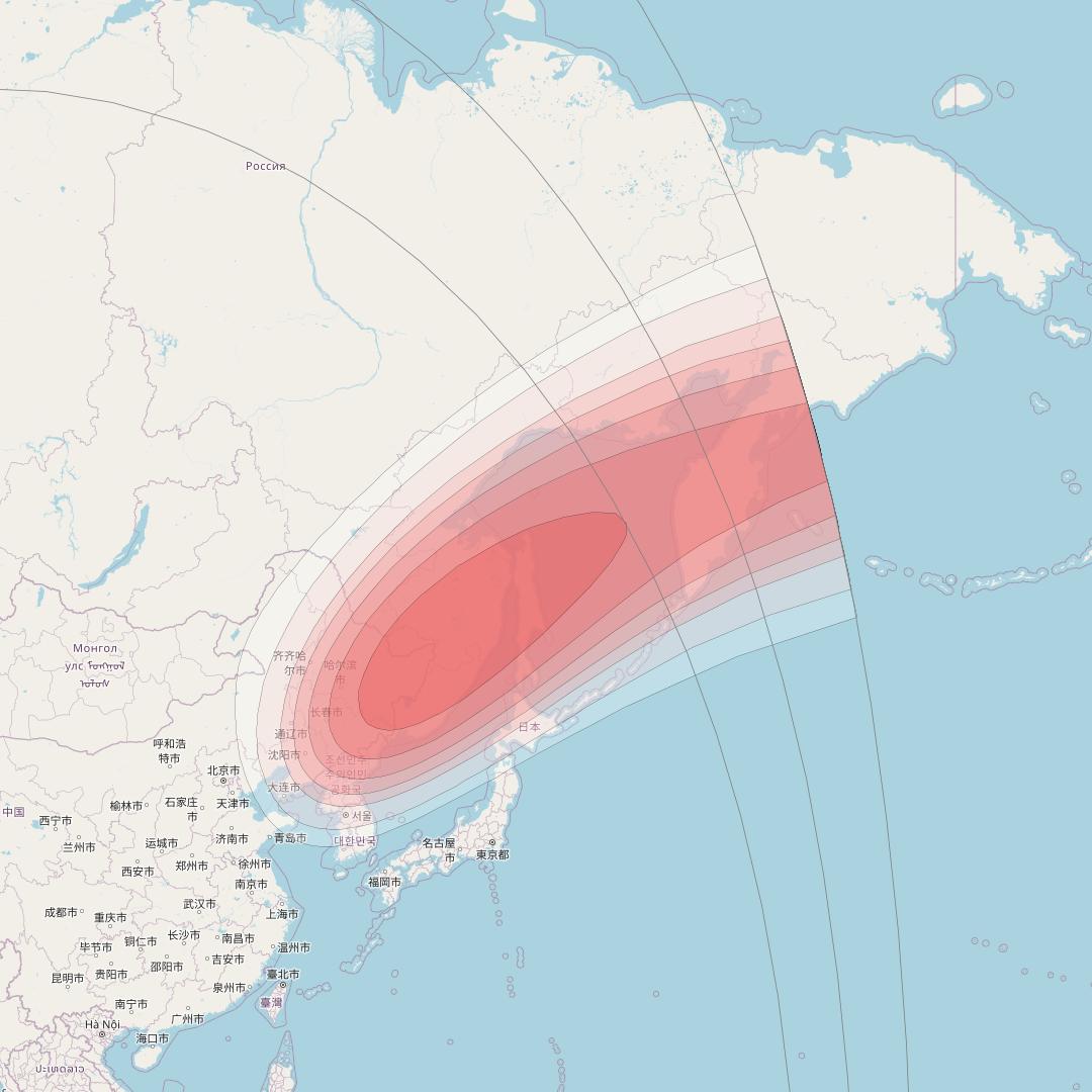 SES 12 at 95° E downlink Ku-band RU04 Spot beam coverage map