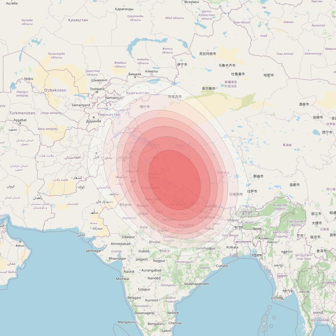 SES 12 at 95° E downlink Ku-band SA02 Spot beam coverage map