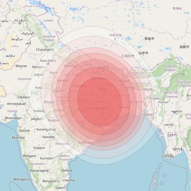 SES 12 at 95° E downlink Ku-band SA07 Spot beam coverage map