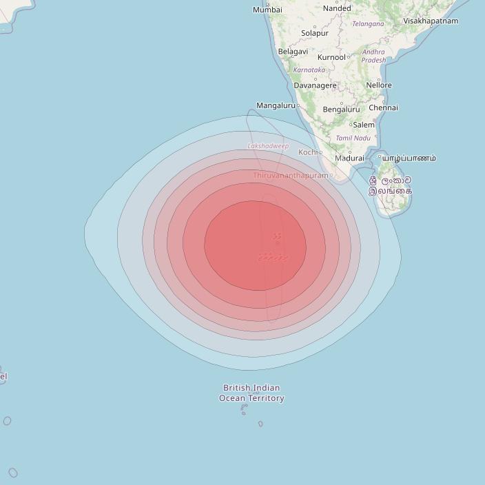 SES 12 at 95° E downlink Ku-band SA15 Spot beam coverage map