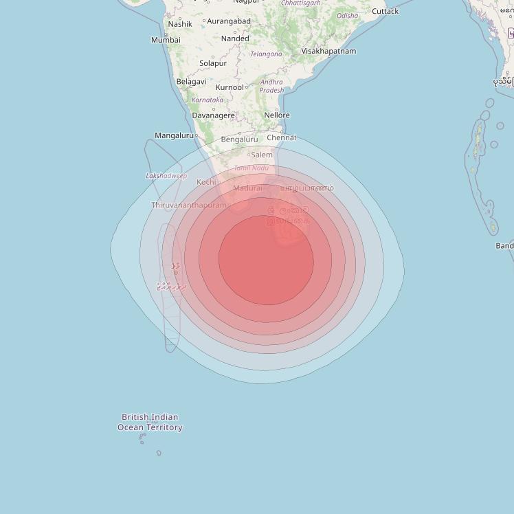 SES 12 at 95° E downlink Ku-band SA16 Spot beam coverage map