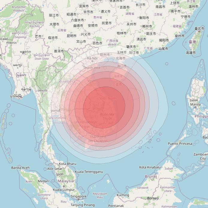 SES 12 at 95° E downlink Ku-band SE02 Spot beam coverage map