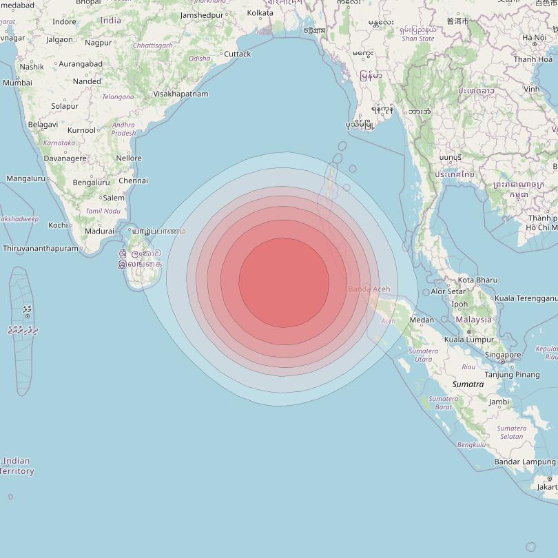 SES 12 at 95° E downlink Ku-band SE03 Spot beam coverage map