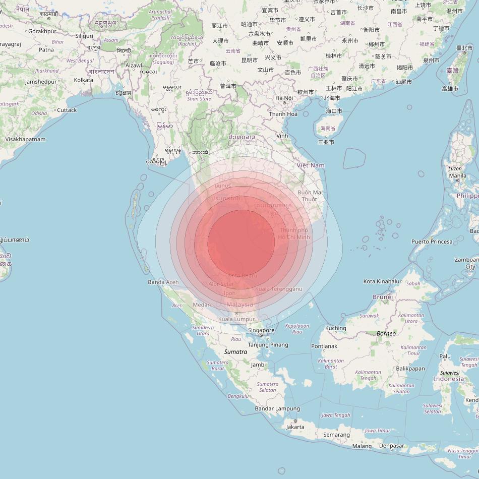 SES 12 at 95° E downlink Ku-band SE05 Spot beam coverage map