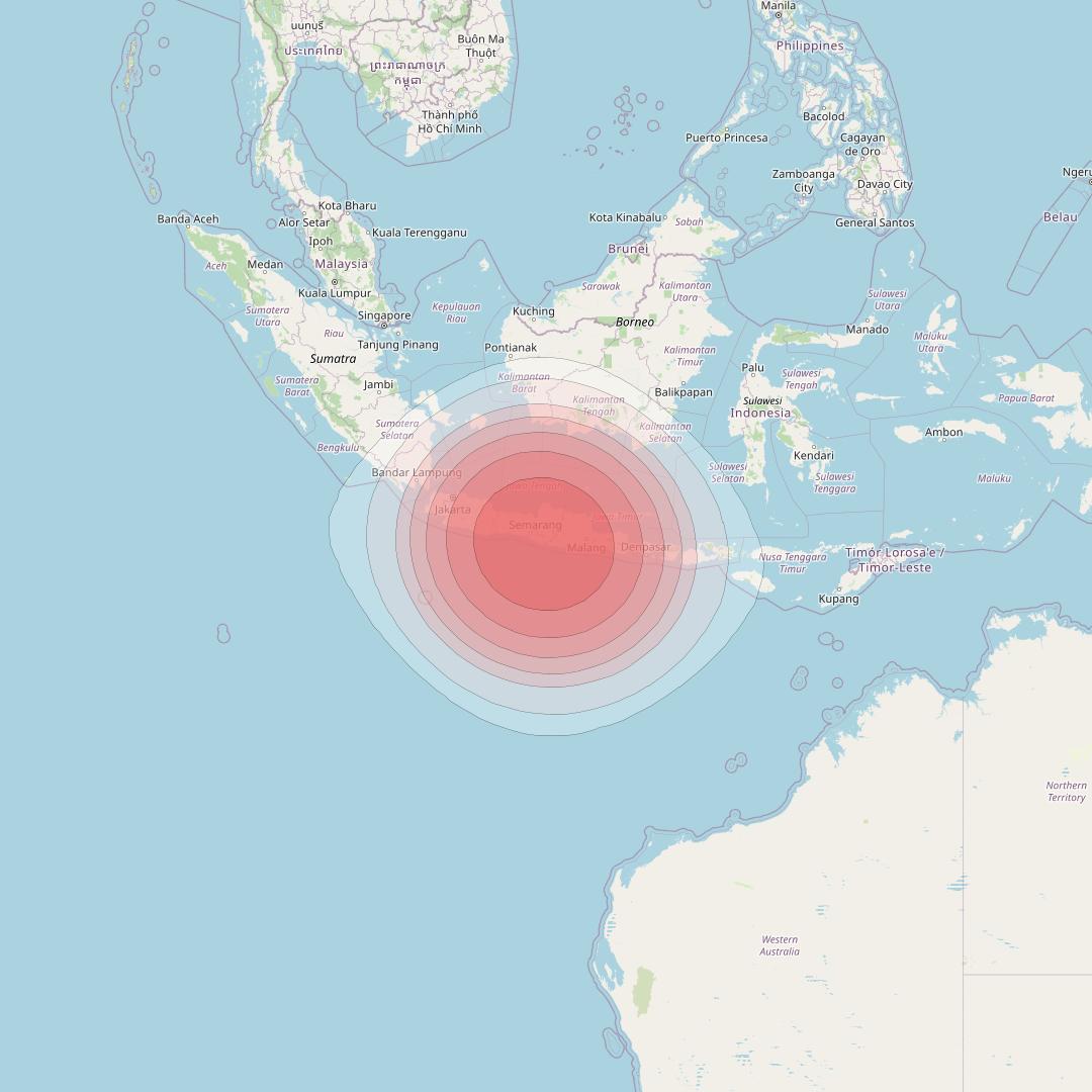 SES 12 at 95° E downlink Ku-band SE14 Spot beam coverage map