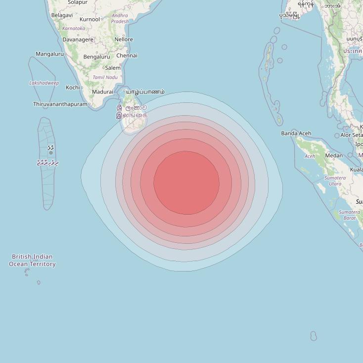 SES 12 at 95° E downlink Ku-band SE20 Spot beam coverage map