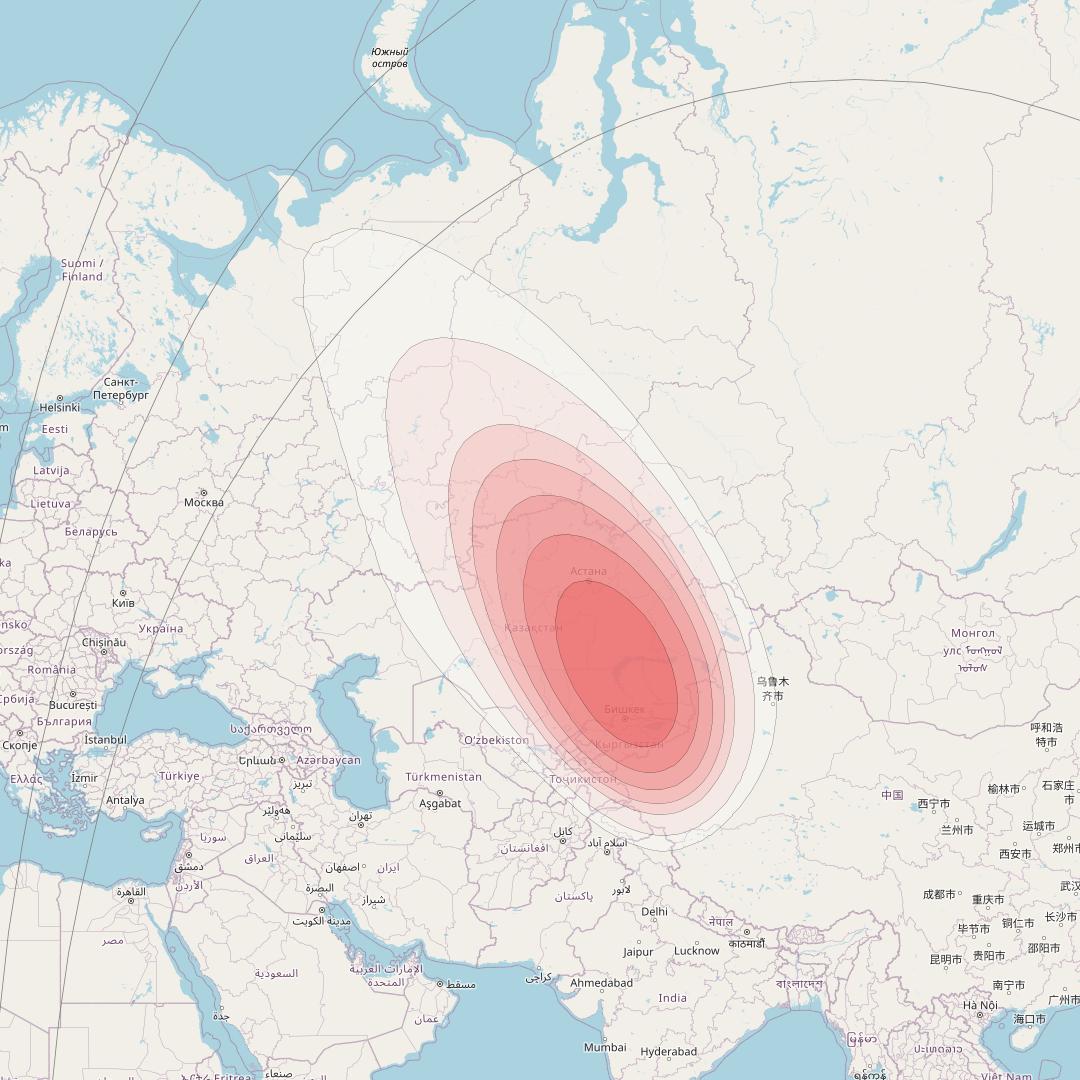 SES 12 at 95° E downlink Ku-band WA02 Spot beam coverage map