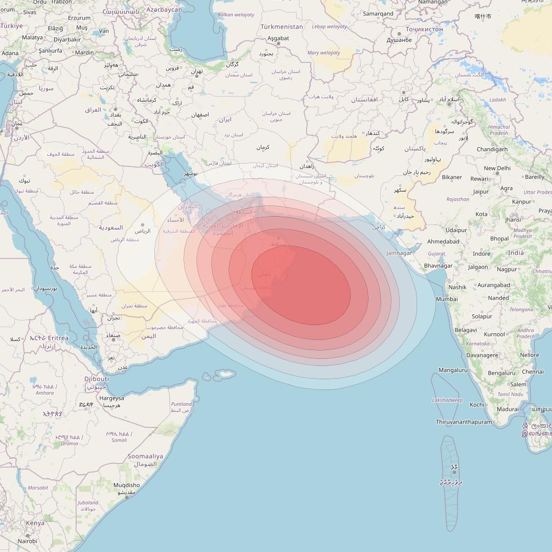 SES 12 at 95° E downlink Ku-band WA10 Spot beam coverage map