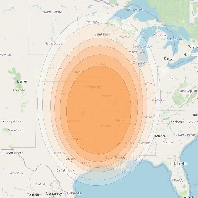 Spaceway 3 at 95° W downlink Ka-band Regional RD10 beam coverage map