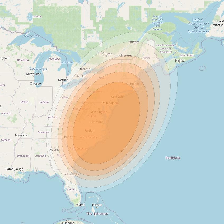 Spaceway 3 at 95° W downlink Ka-band Regional RD12 beam coverage map