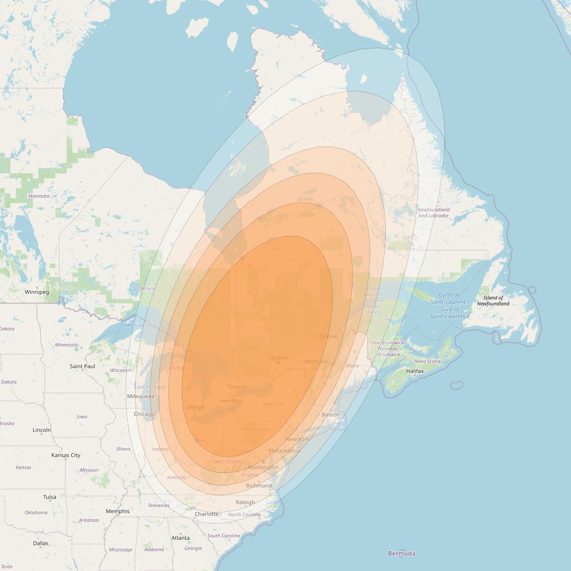 Spaceway 3 at 95° W downlink Ka-band Regional RD5 beam coverage map