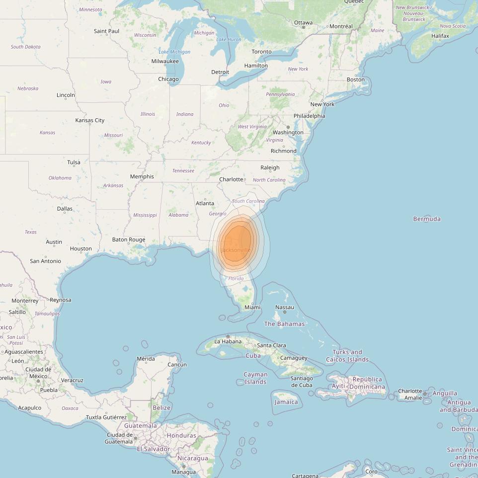 Spaceway 3 at 95° W downlink Ka-band Spot SPD18 beam coverage map