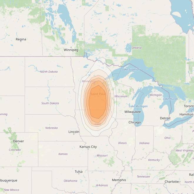 Spaceway 3 at 95° W downlink Ka-band Spot SPD3 beam coverage map