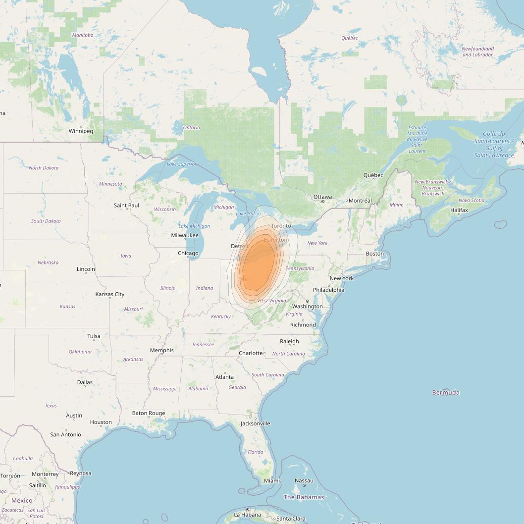 Spaceway 3 at 95° W downlink Ka-band Spot SPD5 beam coverage map