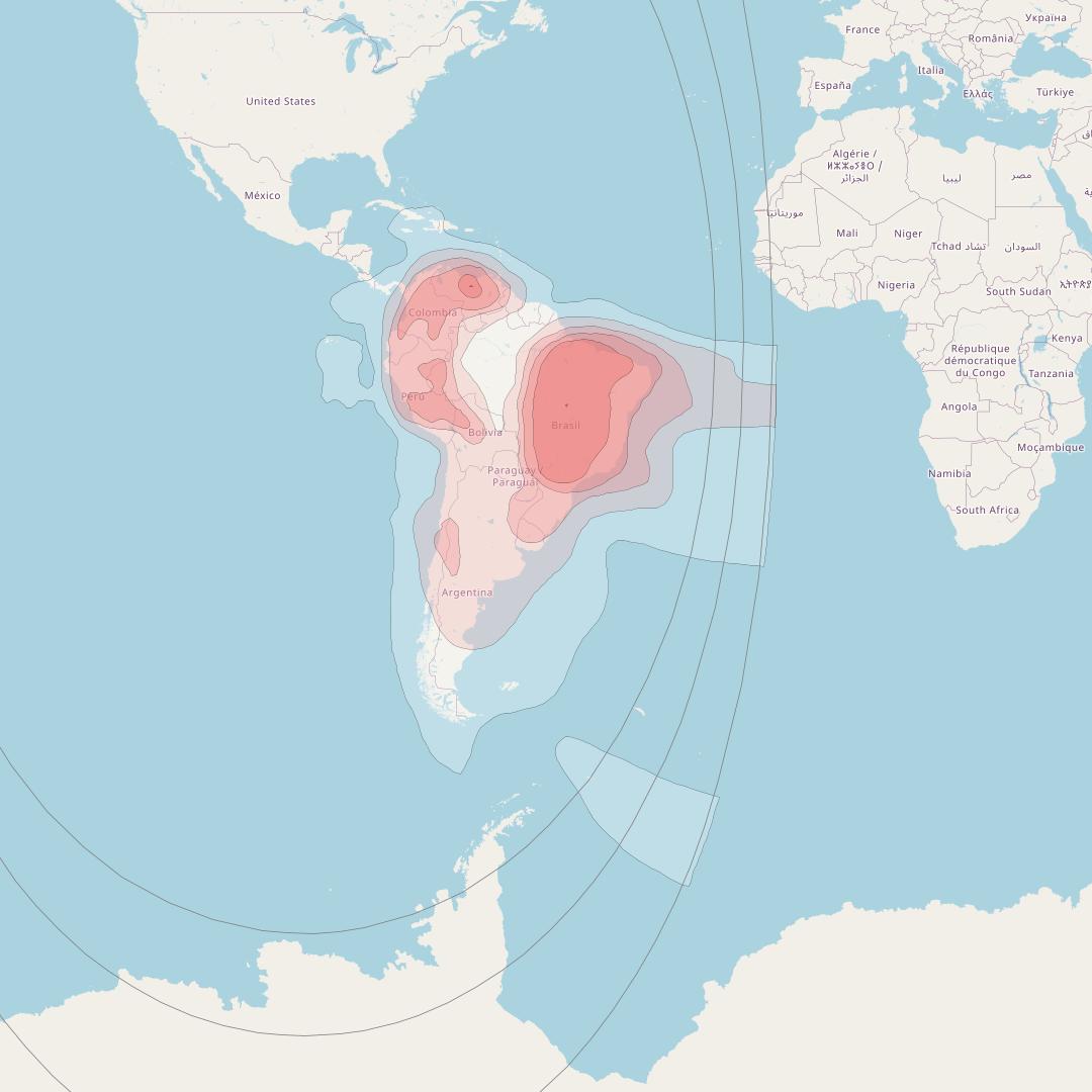 Galaxy 3C at 95° W downlink Ku-band Brazil beam coverage map