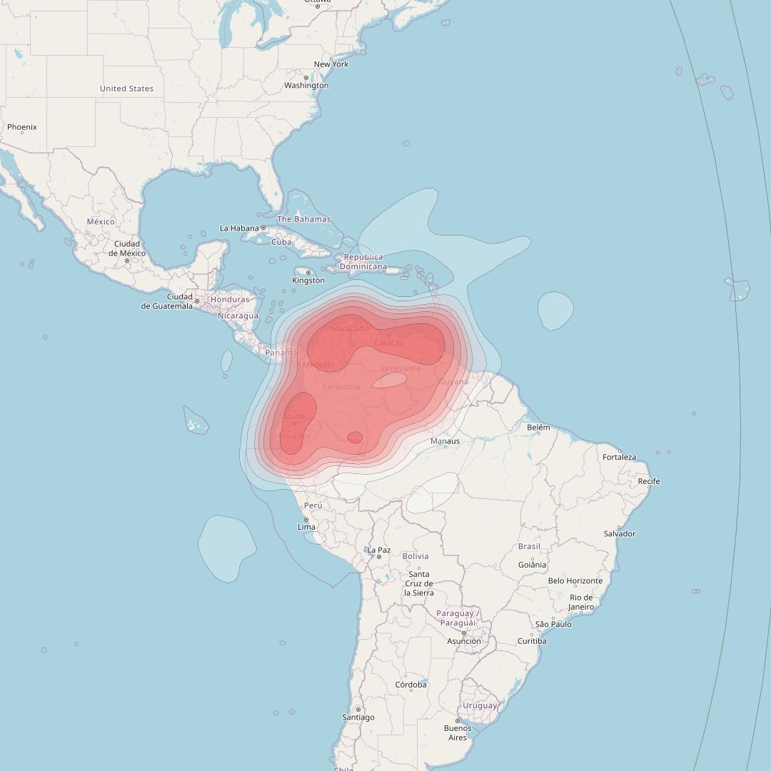 Intelsat 30 at 95° W downlink Ku-band R2L beam coverage map