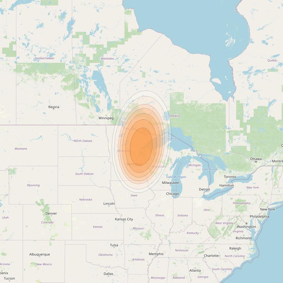 Echostar 19 at 97° W downlink Ka-band G07 Gateway beam coverage map