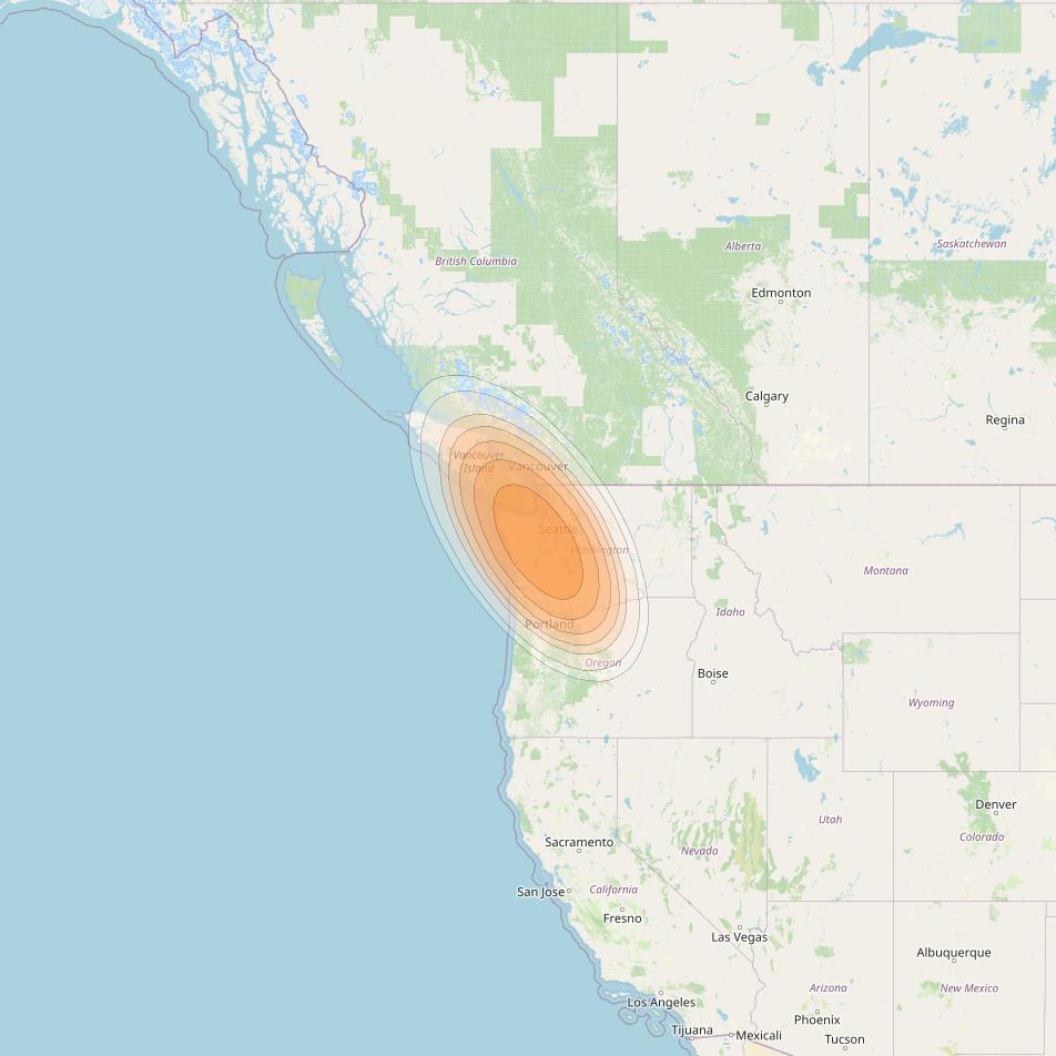 Echostar 19 at 97° W downlink Ka-band U004 User Spot beam coverage map