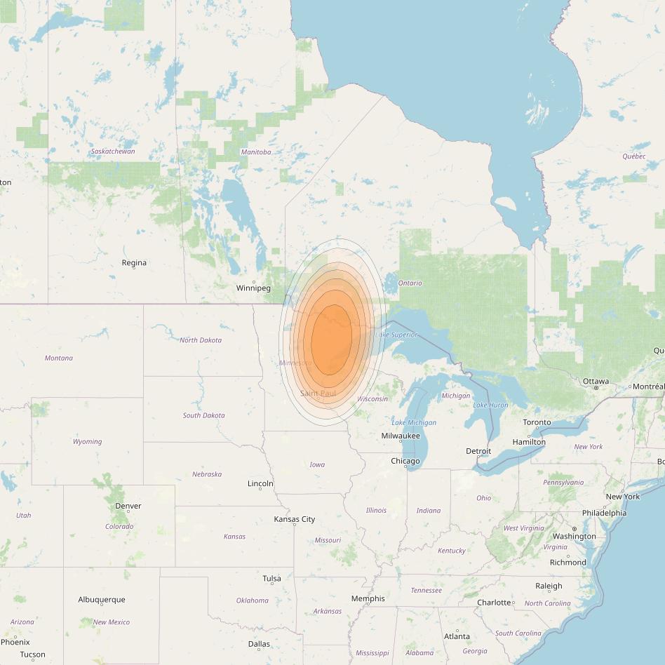 Echostar 19 at 97° W downlink Ka-band U012 User Spot beam coverage map