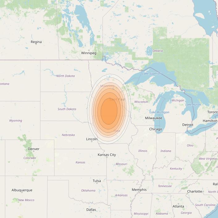 Echostar 19 at 97° W downlink Ka-band U028 User Spot beam coverage map