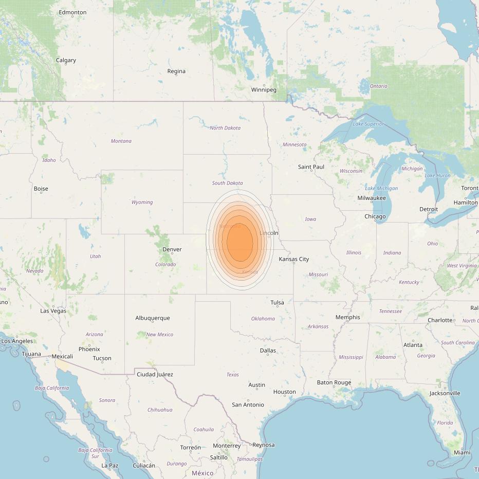 Echostar 19 at 97° W downlink Ka-band U045 User Spot beam coverage map