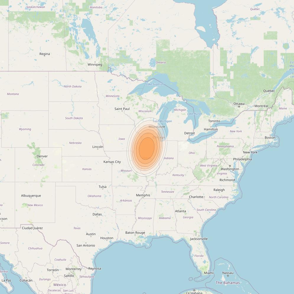 Echostar 19 at 97° W downlink Ka-band U047 User Spot beam coverage map