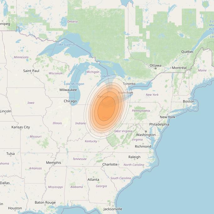 Echostar 19 at 97° W downlink Ka-band U050 User Spot beam coverage map