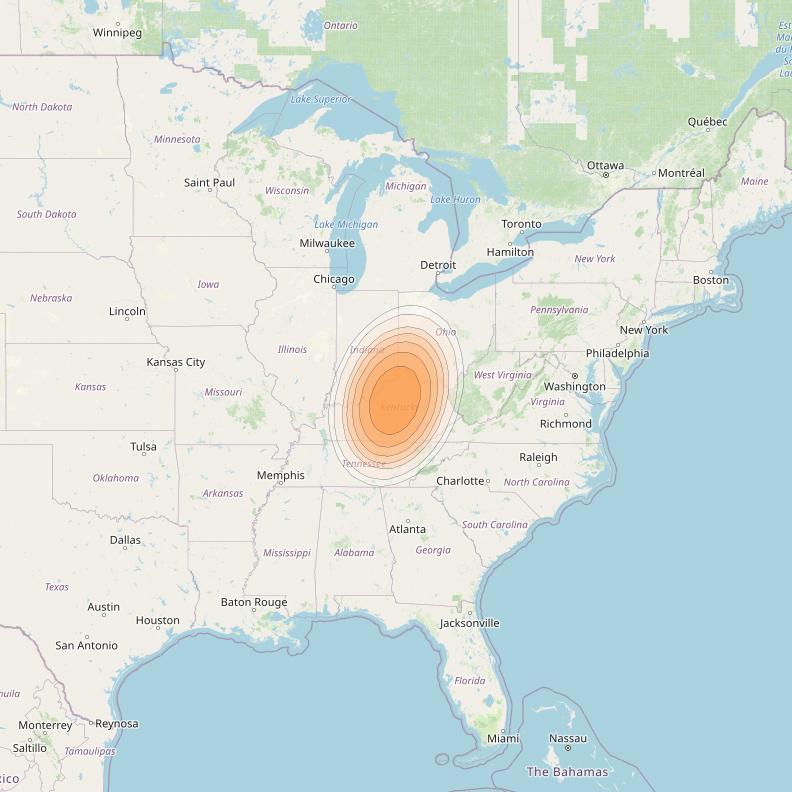 Echostar 19 at 97° W downlink Ka-band U066 User Spot beam coverage map