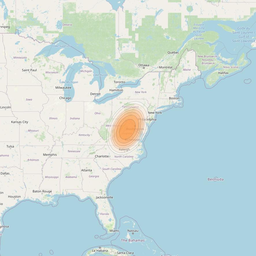 Echostar 19 at 97° W downlink Ka-band U068 User Spot beam coverage map