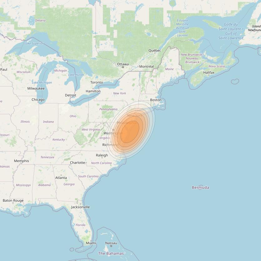 Echostar 19 at 97° W downlink Ka-band U069 User Spot beam coverage map