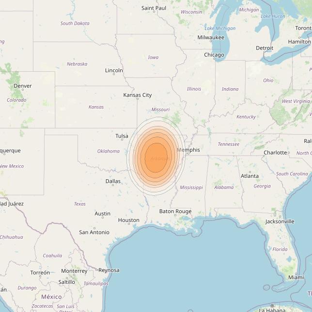 Echostar 19 at 97° W downlink Ka-band U079 User Spot beam coverage map