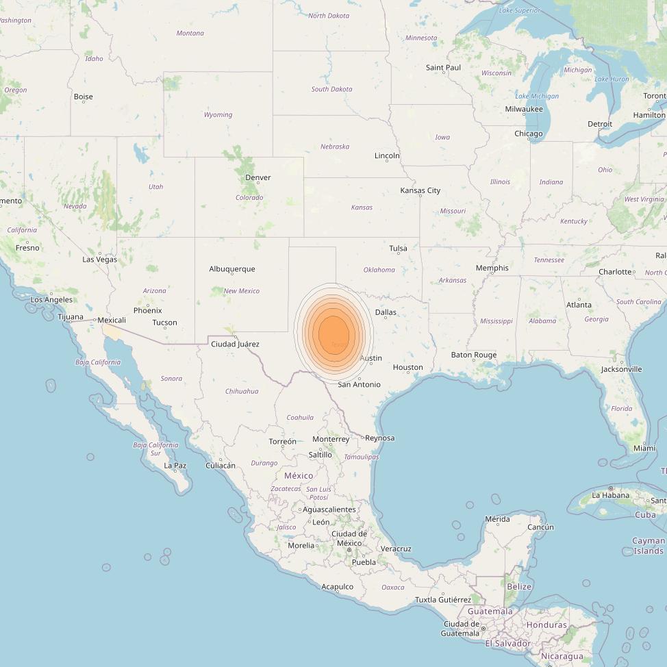 Echostar 19 at 97° W downlink Ka-band U091 User Spot beam coverage map