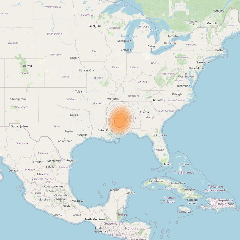 Echostar 19 at 97° W downlink Ka-band U095 User Spot beam coverage map