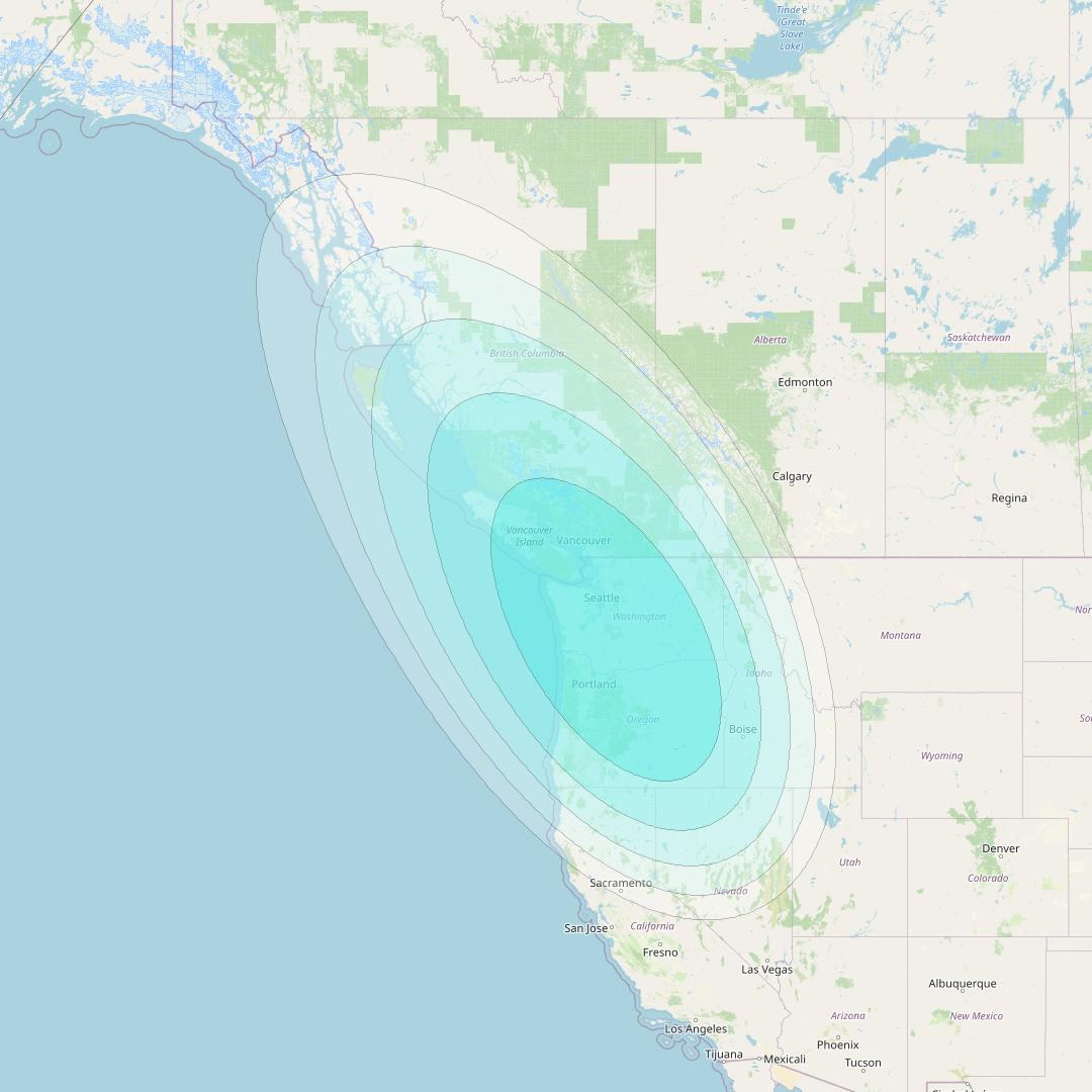 Inmarsat-4F3 at 98° W downlink L-band S066 User Spot beam coverage map