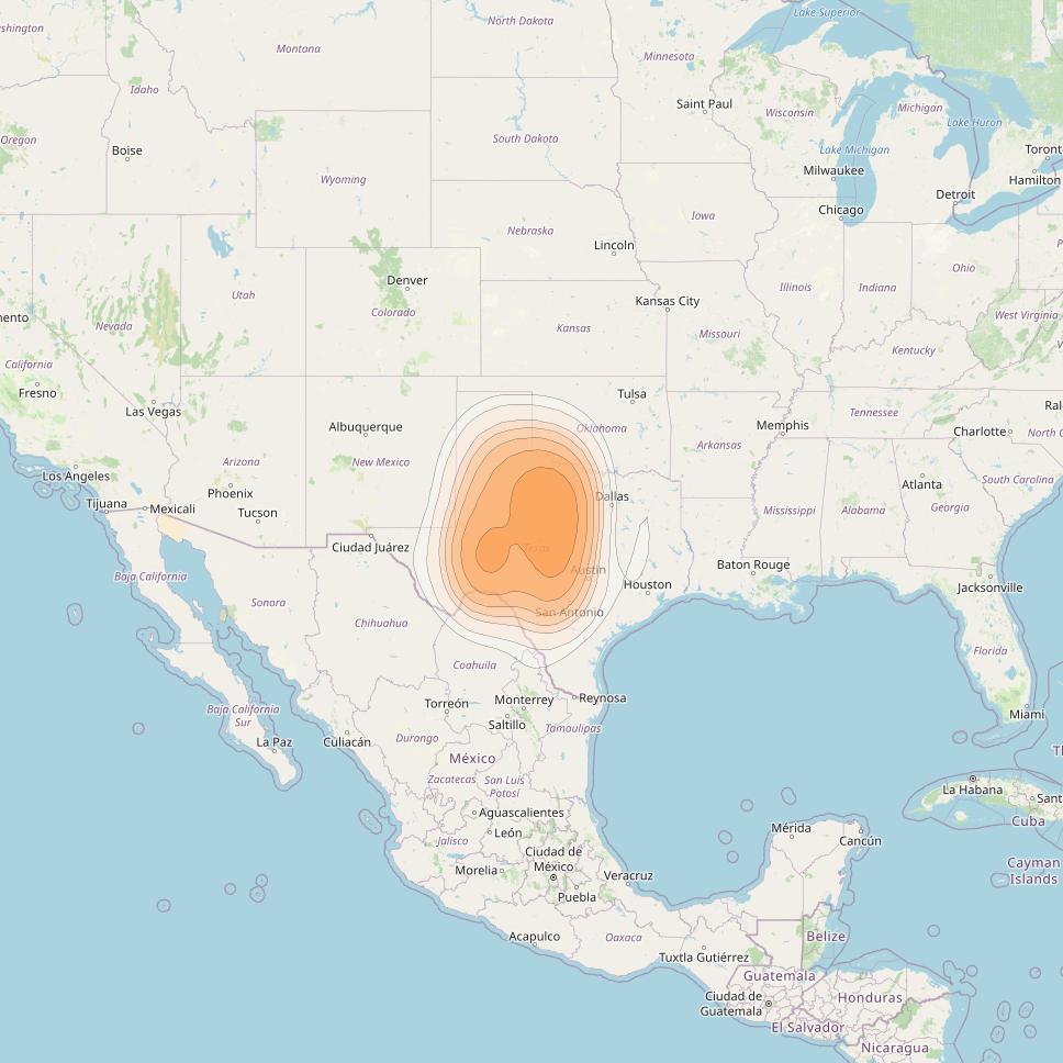 Directv 14 at 99° W downlink Ka-band Spot A19R (Abaline) beam coverage map