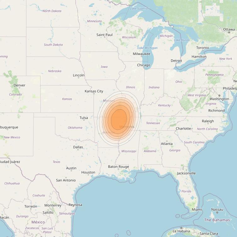 Directv 14 at 99° W downlink Ka-band Spot B15L (Jonesboro) beam coverage map