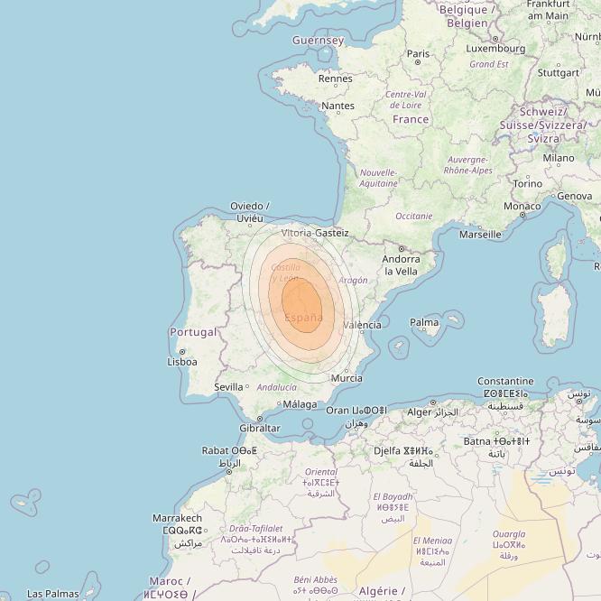 Eutelsat KA-SAT 9A at 9° E downlink Ka-band Spot 08 (GW1) beam coverage map