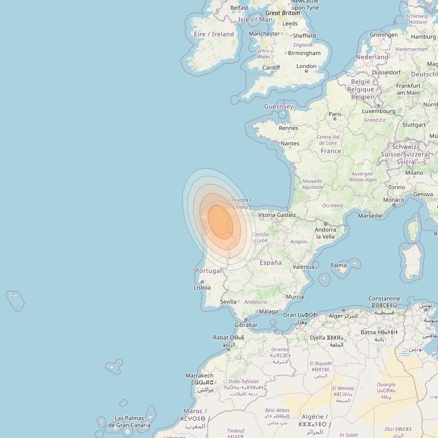 Eutelsat KA-SAT 9A at 9° E downlink Ka-band Spot 09 (GW7) beam coverage map