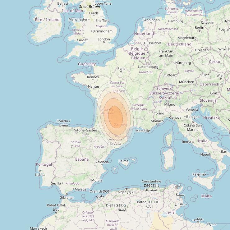 Eutelsat KA-SAT 9A at 9° E downlink Ka-band Spot 15 (GW4) beam coverage map