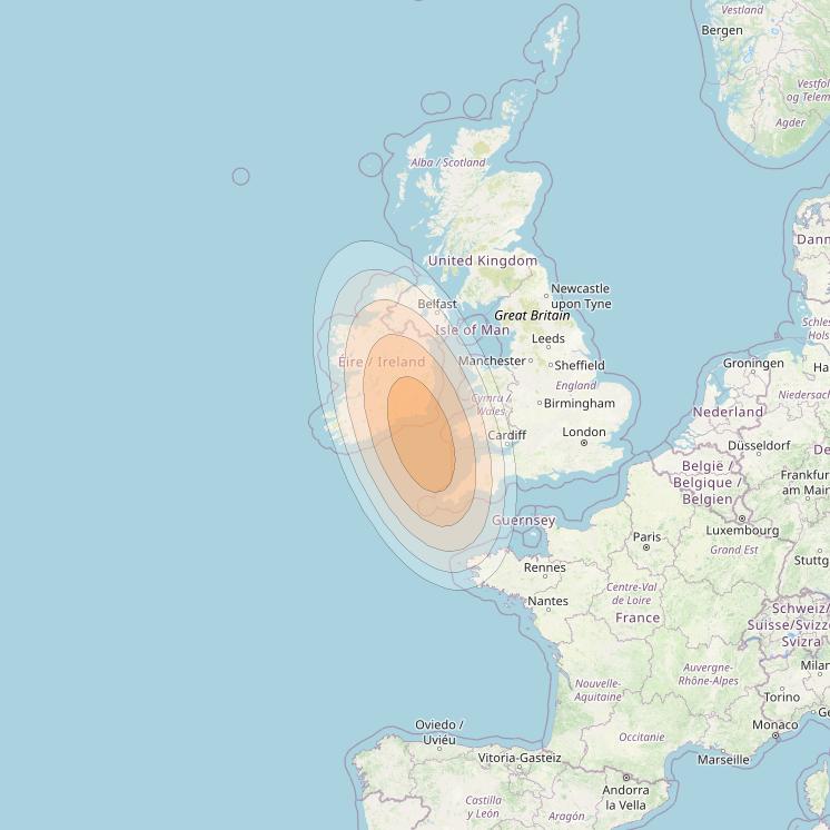 Eutelsat KA-SAT 9A at 9° E downlink Ka-band Spot 24 (GW4) beam coverage map