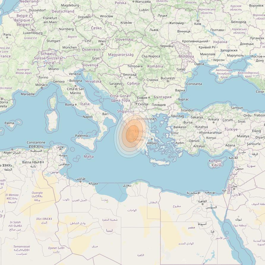 Eutelsat KA-SAT 9A at 9° E downlink Ka-band Spot 27 (GW3) beam coverage map